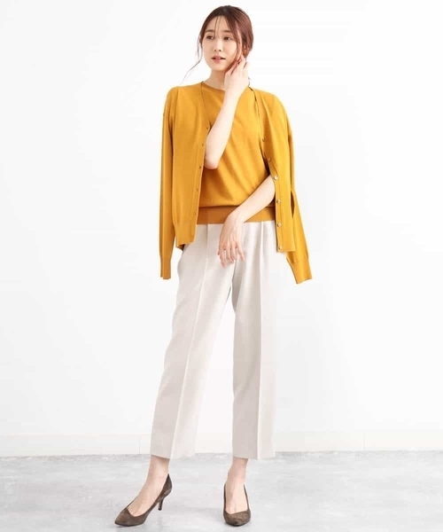 MK MICHEL KLEIN（エムケーミッシェルクラン）の「【洗える】ショート丈カラーニットアンサンブル（ニット/セーター・レディース・ライトブルー/ネイビー/レッド/ライトブラウン/ダークグレー/マスタード・38）」の16枚目の写真