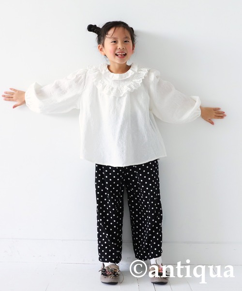 antiqua（アンティカ）の「ドットストレートパンツ（その他パンツ・キッズ・ブラック・4/6/3/5）」の10枚目の写真