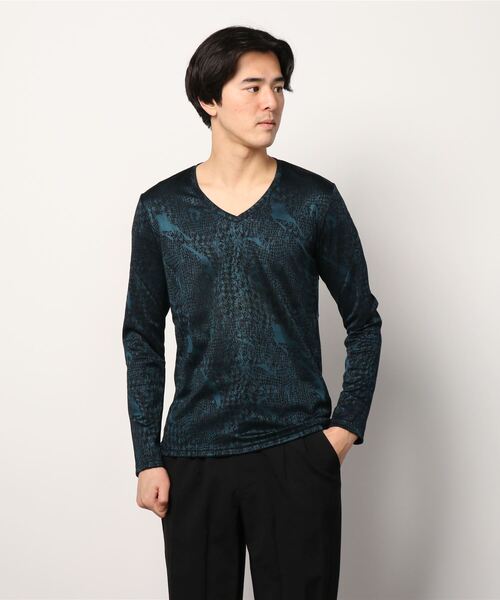 TORNADO MART（トルネードマート）の「TORNADO MART∴ブライトクラッシュ千鳥長袖カットソー（Tシャツ/カットソー・メンズ・ライトグレー/ダークグリーン/ボルドー・MEDIUM/LARGE）」の2枚目の写真