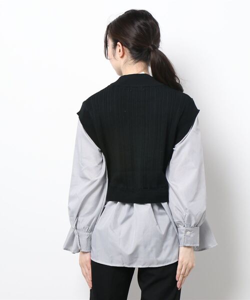 Te chichi(テチチ)の「ランダムリブシャツドッキングニット(ニット/セーター・レディース・ブラック/ベージュ/ブラウン・フリ-)」の5枚目の写真