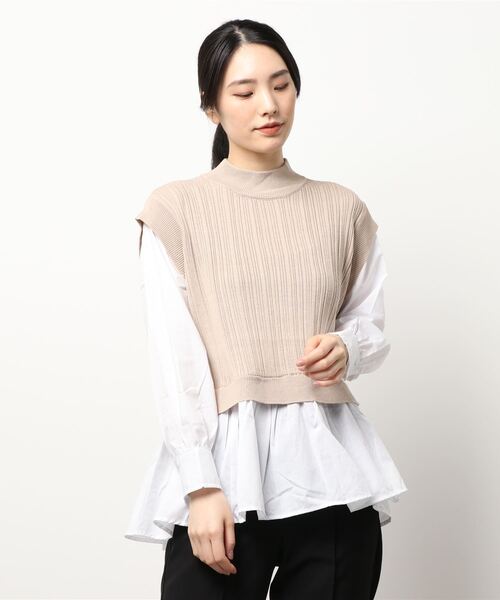 Te chichi(テチチ)の「ランダムリブシャツドッキングニット(ニット/セーター・レディース・ブラック/ベージュ/ブラウン・フリ-)」の6枚目の写真