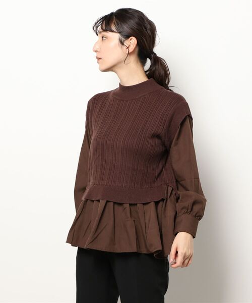 Te chichi(テチチ)の「ランダムリブシャツドッキングニット(ニット/セーター・レディース・ブラック/ベージュ/ブラウン・フリ-)」の8枚目の写真