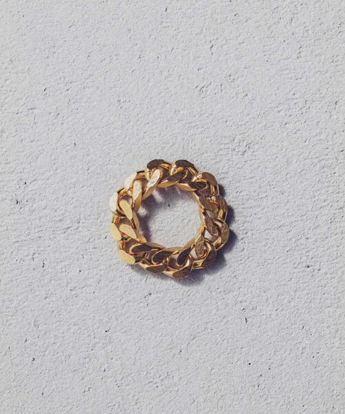 and cloud（アンドクラウド）の「Curb Chain Cutting Ring（リング・レディース・ブラック/イエローゴールド/シルバー・LL/L/S）」の4枚目の写真
