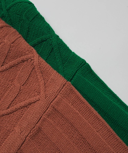 vis-`a-vis（ビサビ）の「【WEB限定】アシンメトリー柄ベルト付きボリュームニットワンピース（ワンピース・レディース・ブラック/グリーン/レンガ/キナリ・S/M）」の20枚目の写真