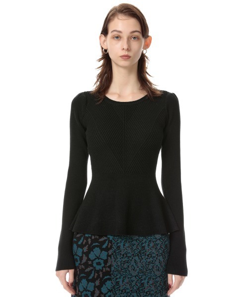 SLY(スライ)の「PEPLUM HG TOPS ペプラム ハイゲージ トップス(ニット/セーター・レディース・ベージュ/アイボリー/ブラック/ターコイズブルー・FREE)」の7枚目の写真