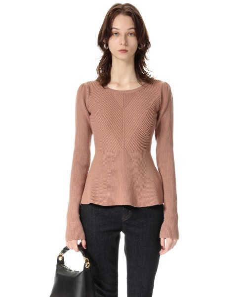 SLY(スライ)の「PEPLUM HG TOPS ペプラム ハイゲージ トップス(ニット/セーター・レディース・ベージュ/アイボリー/ブラック/ターコイズブルー・FREE)」の10枚目の写真