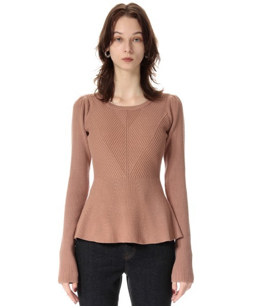 SLY(スライ)の「PEPLUM HG TOPS ペプラム ハイゲージ トップス(ニット/セーター・レディース・ベージュ/アイボリー/ブラック/ターコイズブルー・FREE)」の12枚目の写真