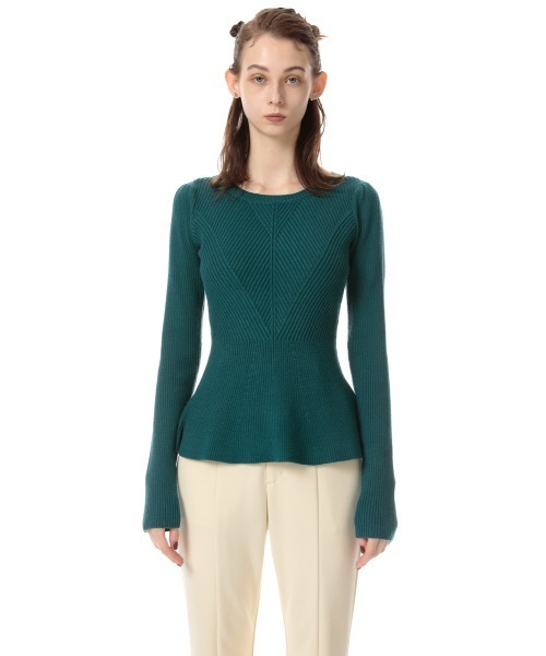SLY(スライ)の「PEPLUM HG TOPS ペプラム ハイゲージ トップス(ニット/セーター・レディース・ベージュ/アイボリー/ブラック/ターコイズブルー・FREE)」の15枚目の写真