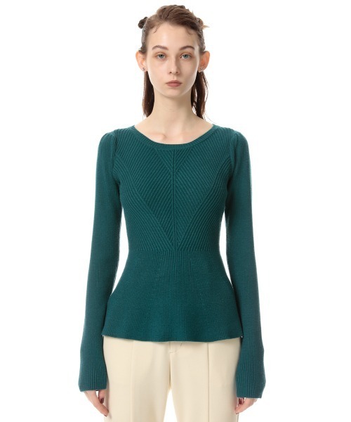 SLY(スライ)の「PEPLUM HG TOPS ペプラム ハイゲージ トップス(ニット/セーター・レディース・ベージュ/アイボリー/ブラック/ターコイズブルー・FREE)」の17枚目の写真