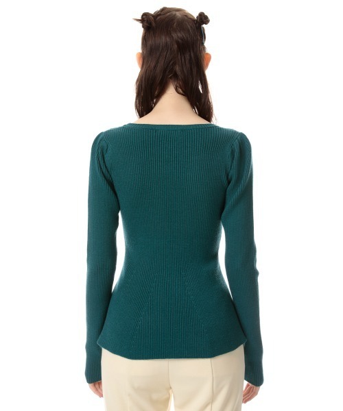 SLY(スライ)の「PEPLUM HG TOPS ペプラム ハイゲージ トップス(ニット/セーター・レディース・ベージュ/アイボリー/ブラック/ターコイズブルー・FREE)」の19枚目の写真