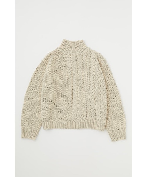 MOUSSY（マウジー）の「BACK OPEN CABLE ニット（ニット/セーター・レディース・ブラック/ベージュ/アイボリー/キャメル・FREE）」の2枚目の写真