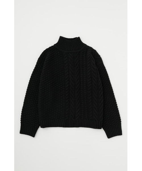 MOUSSY（マウジー）の「BACK OPEN CABLE ニット（ニット/セーター・レディース・ブラック/ベージュ/アイボリー/キャメル・FREE）」の5枚目の写真