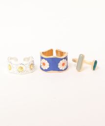 【OKUOKU 0909】デザインリング 3点セット フリーサイズ
