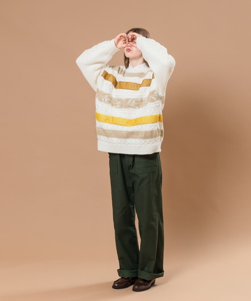 MUHET(ミュエータ)の「ケーブルデザインニット(ニット/セーター・レディース・オフホワイト/グリーン・SMALL/MEDIUM/X-LARGE)」の13枚目の写真