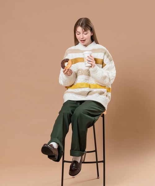 MUHET(ミュエータ)の「ケーブルデザインニット(ニット/セーター・レディース・オフホワイト/グリーン・SMALL/MEDIUM/X-LARGE)」の14枚目の写真