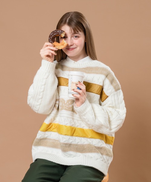 MUHET(ミュエータ)の「ケーブルデザインニット(ニット/セーター・レディース・オフホワイト/グリーン・SMALL/MEDIUM/X-LARGE)」の5枚目の写真