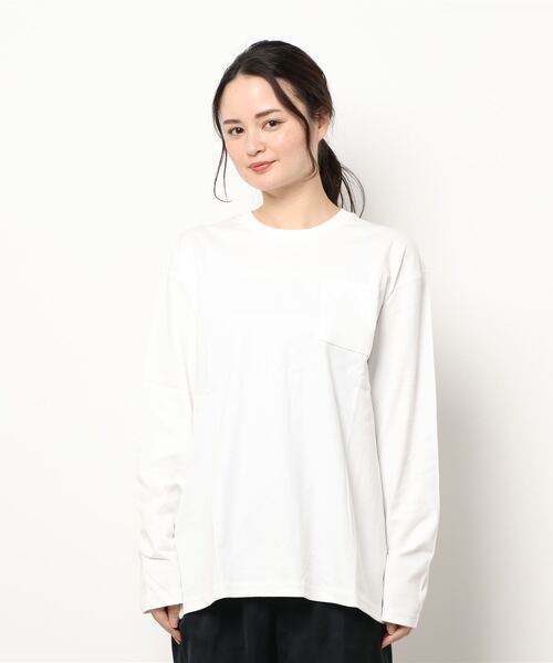 GIORDANO（ジョルダーノ）の「[ GIORDANO ] ルーズシルエットドロップショルダーロングスリーブTシャツ（長袖）（Tシャツ/カットソー・レディース・ブラウン/カーキ/ブルー/ホワイト/ブラック/ライトパープル/グレー・MEDIUM/LARGE/SMALL/XX-LARGE/X-LARGE）」の8枚目の写真