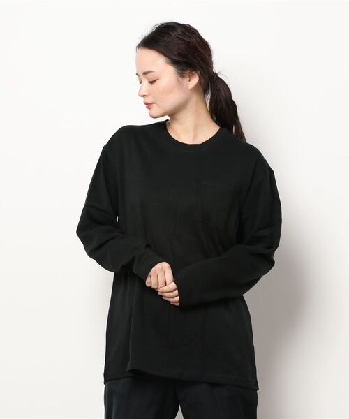 GIORDANO（ジョルダーノ）の「[ GIORDANO ] ルーズシルエットドロップショルダーロングスリーブTシャツ（長袖）（Tシャツ/カットソー・レディース・ブラウン/カーキ/ブルー/ホワイト/ブラック/ライトパープル/グレー・MEDIUM/LARGE/SMALL/XX-LARGE/X-LARGE）」の12枚目の写真