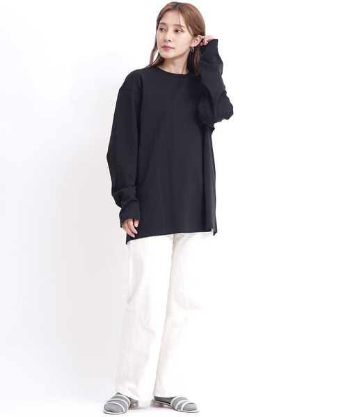 GIORDANO（ジョルダーノ）の「[ GIORDANO ] ルーズシルエットドロップショルダーロングスリーブTシャツ（長袖）（Tシャツ/カットソー・レディース・ブラウン/カーキ/ブルー/ホワイト/ブラック/ライトパープル/グレー・MEDIUM/LARGE/SMALL/XX-LARGE/X-LARGE）」の14枚目の写真