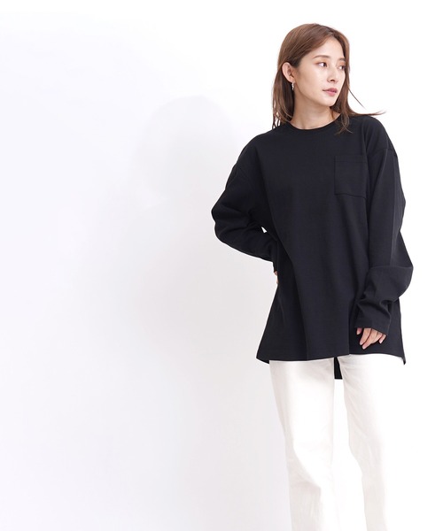 GIORDANO（ジョルダーノ）の「[ GIORDANO ] ルーズシルエットドロップショルダーロングスリーブTシャツ（長袖）（Tシャツ/カットソー・レディース・ブラウン/カーキ/ブルー/ホワイト/ブラック/ライトパープル/グレー・MEDIUM/LARGE/SMALL/XX-LARGE/X-LARGE）」の15枚目の写真