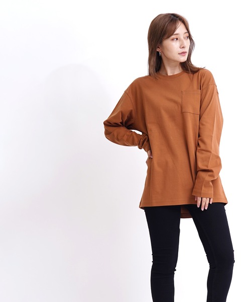 GIORDANO（ジョルダーノ）の「[ GIORDANO ] ルーズシルエットドロップショルダーロングスリーブTシャツ（長袖）（Tシャツ/カットソー・レディース・ブラウン/カーキ/ブルー/ホワイト/ブラック/ライトパープル/グレー・MEDIUM/LARGE/SMALL/XX-LARGE/X-LARGE）」の19枚目の写真