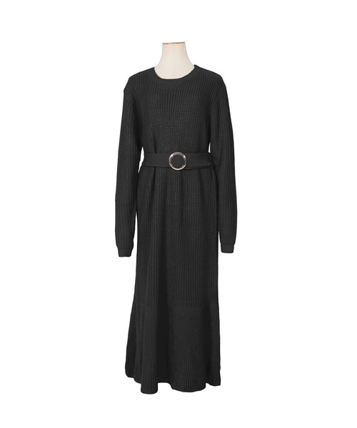 Julia Boutique（ジュリアブティック）の「ベルト付きローゲージニットマーメイドワンピース/21592（ワンピース・レディース・ベージュ/ブラック/アイボリー/ブルー・ONE）」の6枚目の写真