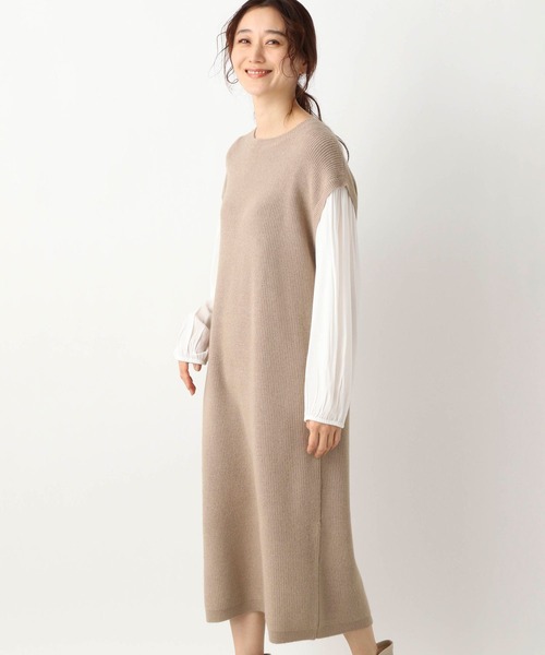 LEPSIM（レプシィム）の「9Gフハクコンビニットワンピース　261726（ワンピース・レディース・ブラック/カーキ/グレイッシュベージュ・FREE）」の2枚目の写真