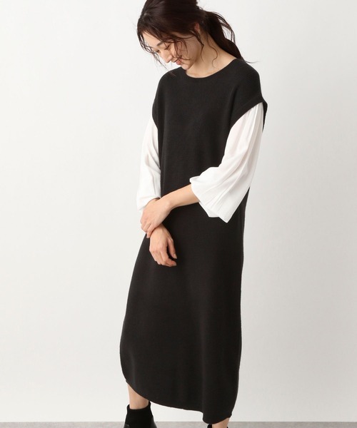 LEPSIM（レプシィム）の「9Gフハクコンビニットワンピース　261726（ワンピース・レディース・ブラック/カーキ/グレイッシュベージュ・FREE）」の13枚目の写真