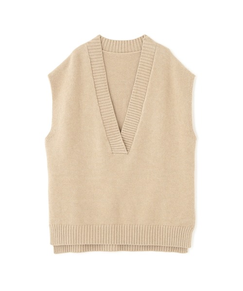 FREE'S MART（フリーズマート）の「◆深Ｖネックチュニックニットベスト（ニット/セーター・レディース・ベージュ/ホワイト/ブラック・FREE）」の4枚目の写真