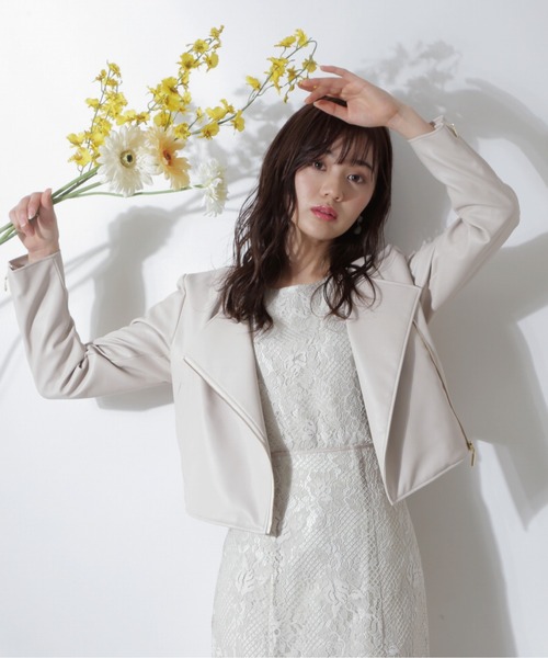 PROPORTION BODY DRESSING(プロポーションボディドレッシング)の「フェイクレザーライダース / 1212155201(ライダースジャケット・レディース・ブラック/ベージュ・MEDIUM/SMALL)」の2枚目の写真