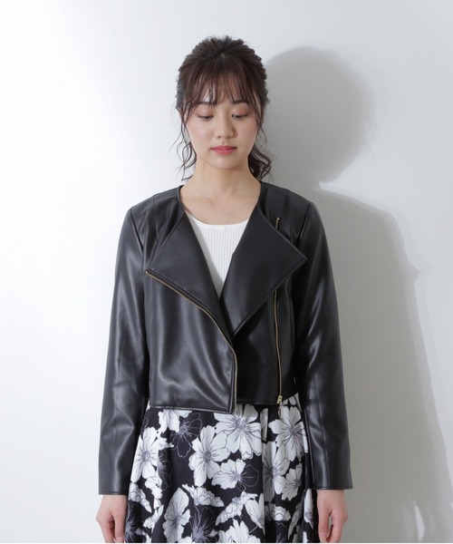 PROPORTION BODY DRESSING(プロポーションボディドレッシング)の「フェイクレザーライダース / 1212155201(ライダースジャケット・レディース・ブラック/ベージュ・MEDIUM/SMALL)」の6枚目の写真