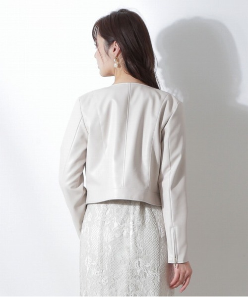 PROPORTION BODY DRESSING(プロポーションボディドレッシング)の「フェイクレザーライダース / 1212155201(ライダースジャケット・レディース・ブラック/ベージュ・MEDIUM/SMALL)」の7枚目の写真