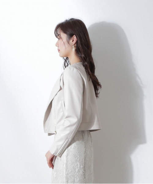 PROPORTION BODY DRESSING(プロポーションボディドレッシング)の「フェイクレザーライダース / 1212155201(ライダースジャケット・レディース・ブラック/ベージュ・MEDIUM/SMALL)」の9枚目の写真