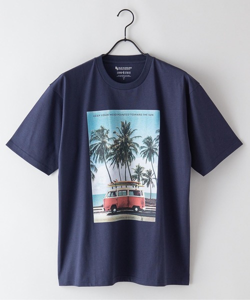 Blue Standard (ブルースタンダード)の「【BLUE STANDARD/ブルースタンダード】汗染みの目立ちにくいTシャツ ZEROSTAIN サーフプリントTシャツ(Tシャツ/カットソー・メンズ・ブルー/その他3/ピンク系その他/チャコールグレー/その他2/ホワイト系その他/サックスブルー/ネイビー/その他1/ホワイト・X-LARGE/SMALL/MEDIUM/LARGE)」の5枚目の写真