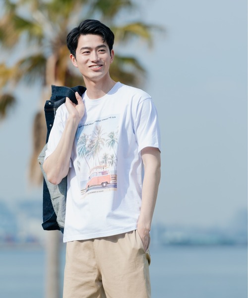 Blue Standard (ブルースタンダード)の「【BLUE STANDARD/ブルースタンダード】汗染みの目立ちにくいTシャツ ZEROSTAIN サーフプリントTシャツ(Tシャツ/カットソー・メンズ・ブルー/その他3/ピンク系その他/チャコールグレー/その他2/ホワイト系その他/サックスブルー/ネイビー/その他1/ホワイト・X-LARGE/SMALL/MEDIUM/LARGE)」の13枚目の写真