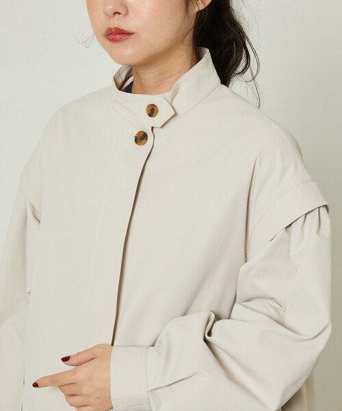 FREAK'S STORE（フリークスストア）の「スタンドカラーフレアミニコート（その他アウター・レディース・ベージュ/ネイビー/オフホワイト/ブラック・ﾌﾘ-）」の9枚目の写真