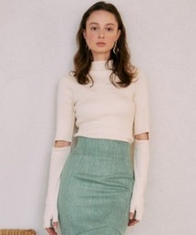 バックオープンエルボースリットニット