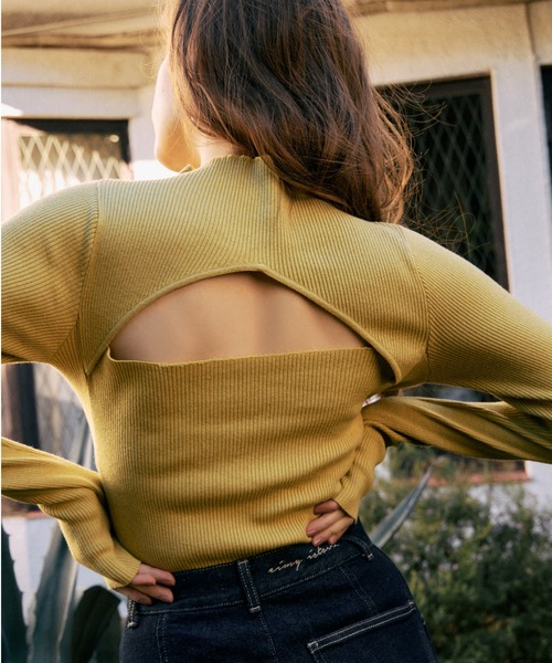 EIMY ISTOIRE（エイミーイストワール）の「バックオープンエルボースリットニット（ニット/セーター・レディース・アイボリー/ブラック/ピンク/グリーン系その他/ベージュ/サックスブルー・FREE）」の21枚目の写真