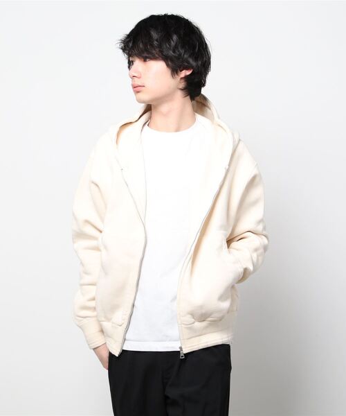 KURO（クロ）の「【KURO】LOOPWHEEL ZIP UP SWEAT PARKA（パーカー・メンズ・ヘザーグレー/ホワイト・MEDIUM/SMALL/LARGE）」の2枚目の写真