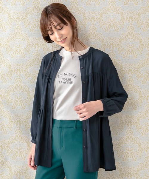 Petit Honfleur(プチオンフルール)の「ロゴ長袖Tシャツ(Tシャツ/カットソー・レディース・ピンク/アイボリー/チャコール・M/L)」の2枚目の写真