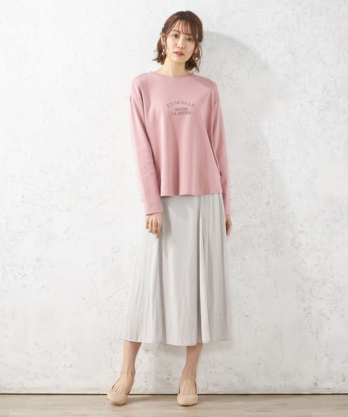 Petit Honfleur(プチオンフルール)の「ロゴ長袖Tシャツ(Tシャツ/カットソー・レディース・ピンク/アイボリー/チャコール・M/L)」の7枚目の写真