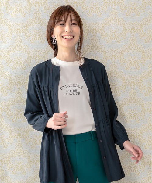Petit Honfleur(プチオンフルール)の「ロゴ長袖Tシャツ(Tシャツ/カットソー・レディース・ピンク/アイボリー/チャコール・M/L)」の5枚目の写真