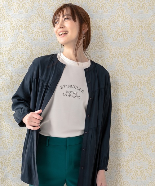 Petit Honfleur(プチオンフルール)の「ロゴ長袖Tシャツ(Tシャツ/カットソー・レディース・ピンク/アイボリー/チャコール・M/L)」の4枚目の写真