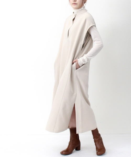 STYLEBLOCK(スタイルブロック)の「カルゼキーネックワンピース(ワンピース・レディース・ブラック/ベージュ/ホワイト系その他・M)」の7枚目の写真