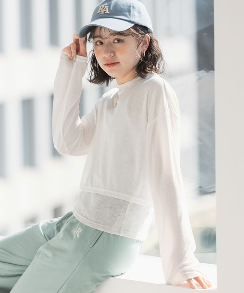 repipi armario（レピピ アルマリオ）の「☆セットアイテム☆シアーTシャツ＆キャミソール（スウェット・キッズ・ブルー系その他/ホワイト/ピンク系その他・LARGE/SMALL/MEDIUM）」の2枚目の写真