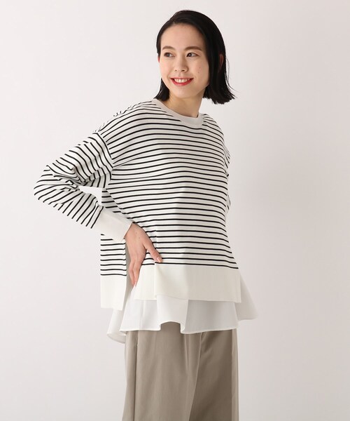 OPAQUE.CLIP（オペークドットクリップ）の「◆3way レイヤードスリットデザインニット【WEB限定カラー・サイズ】（その他トップス・レディース・ブラック/オフホワイト/ブルー/グリーン/ホワイト系その他3/ピンク系9・40/38/36/42/34）」の3枚目の写真