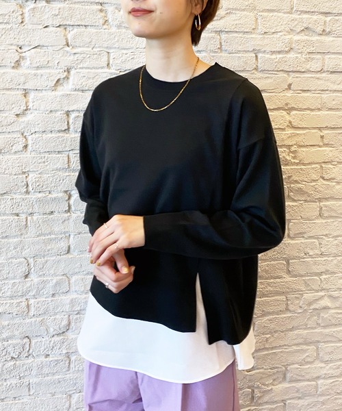 OPAQUE.CLIP（オペークドットクリップ）の「◆3way レイヤードスリットデザインニット【WEB限定カラー・サイズ】（その他トップス・レディース・ブラック/オフホワイト/ブルー/グリーン/ホワイト系その他3/ピンク系9・40/38/36/42/34）」の4枚目の写真