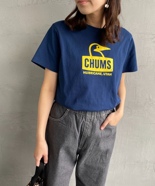 CHUMS（チャムス）の「[CHUMS/チャムス] BOOBY FACE ロゴプリントTシャツ（Tシャツ/カットソー・レディース・ホワイト/ネイビー/ホワイト×ネイビー・L）」の3枚目の写真