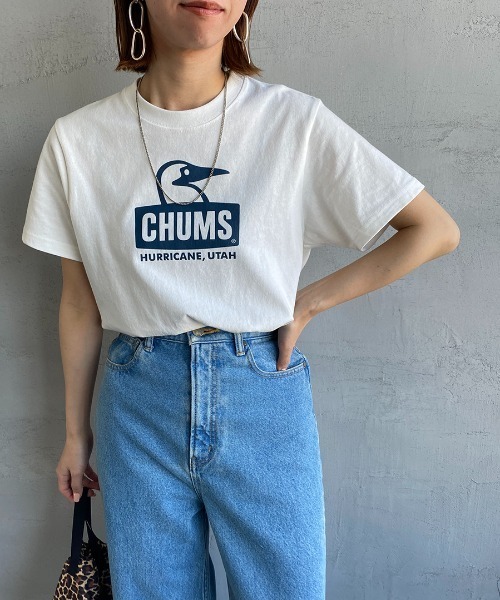 CHUMS（チャムス）の「[CHUMS/チャムス] BOOBY FACE ロゴプリントTシャツ（Tシャツ/カットソー・レディース・ホワイト/ネイビー/ホワイト×ネイビー・L）」の7枚目の写真