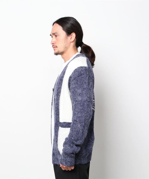 BILLIONAIRE BOYS CLUB(ビリオネア・ボーイズ・クラブ)の「STRIPE KNIT CARDIGAN WITH BADGE(カーディガン/ボレロ・メンズ・ベージュ/ミント/ネイビー・MEDIUM/X-LARGE/LARGE)」の4枚目の写真